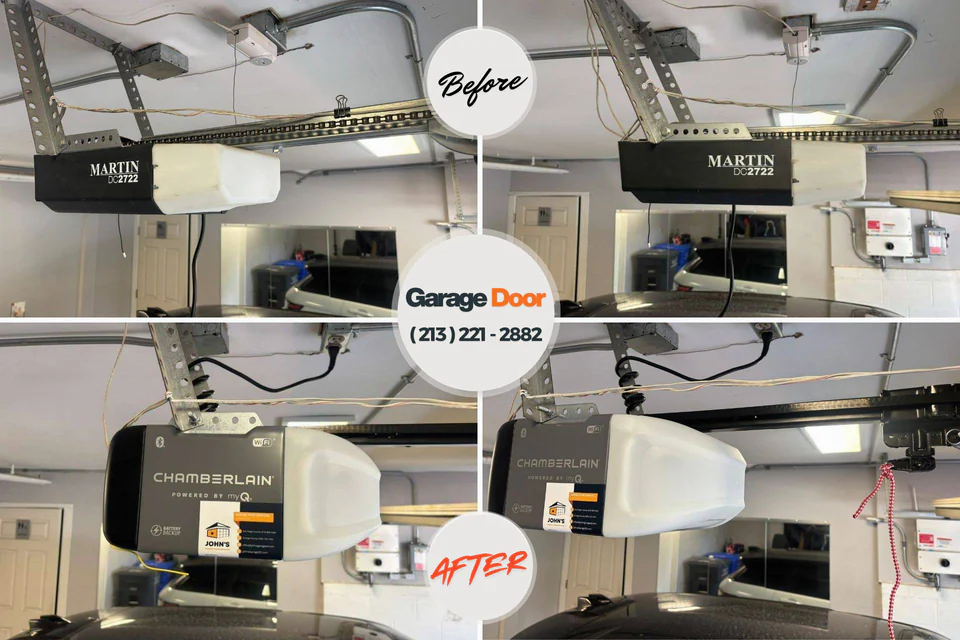 Before and after: garage door repair Lake Dalecarlia, IN